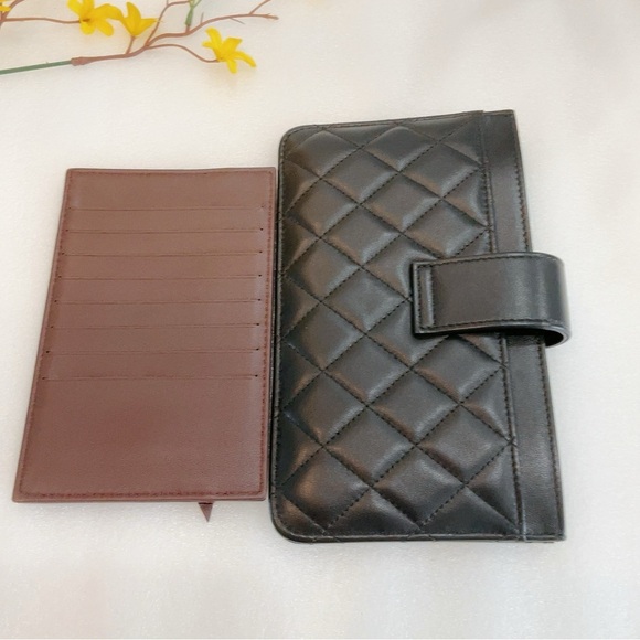 ❤️Beautiful 💎 Authentic Chanel Classic Black Lambskin 2 Set Pouch Long Wallet - Picture 6 of 16